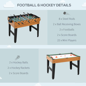 4-in-1 multifunctional game table with billiards, air hockey, table tennis and table football