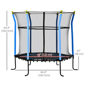 160cm Indoor Mini Trampoline with Safety Net, Blue
