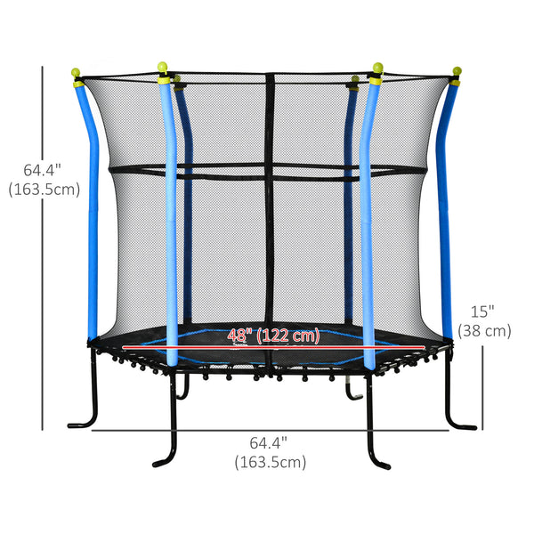 160cm Indoor Mini Trampoline with Safety Net, Blue