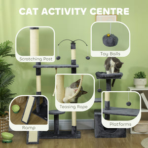 53-inch Cat Tree with Scratching Posts, Condo, Beds, Platforms and Play Balls, Dark Gray