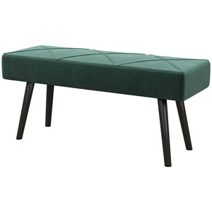 Modern Upholstered Bedroom Bench with Steel Legs, Green