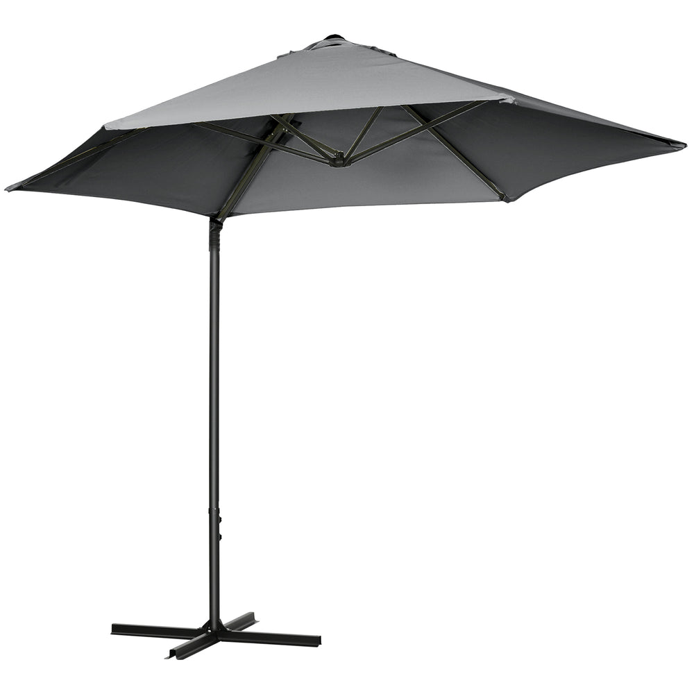 8.5-foot cantilever parasol with 360° rotation and cross base, dark grey