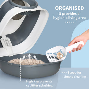 Foldable litter box with lid, white and grey