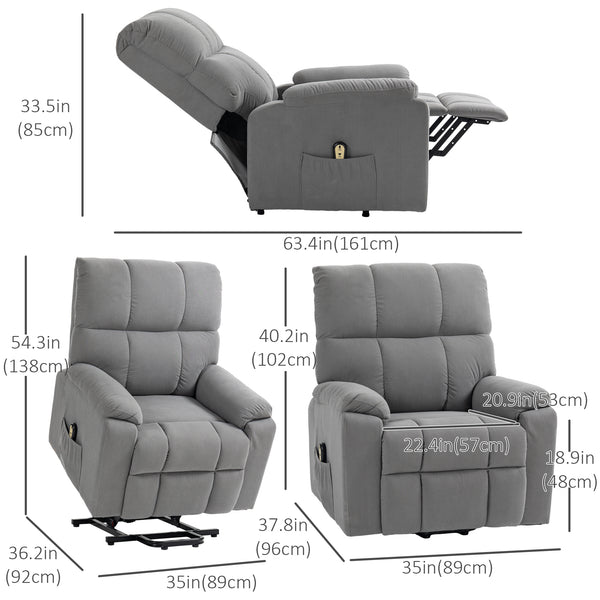 Microfiber Senior Lift Chair with Remote Control, Grey