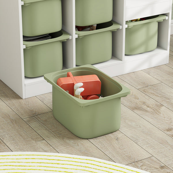 3-Tier Storage Shelf with 6 Plastic Bins, Green