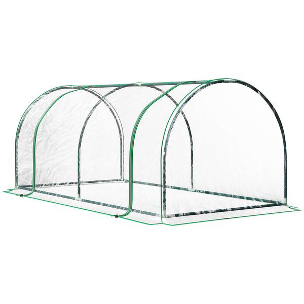 Portable mini greenhouse with zippered doors