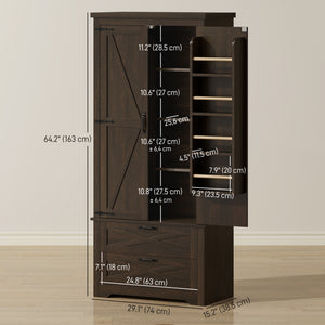 Country style pantry with drawers, distressed dark brown