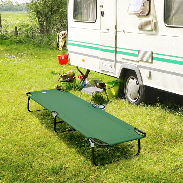 Foldable Camp Bed for Adults, Portable Outdoor Sleeping Bed, Green
