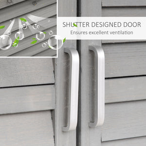 Wooden garden shed with 2 doors, grey