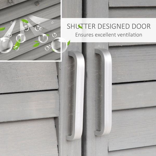 Wooden garden shed with 2 doors, grey