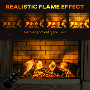 700W/1400W Electric Fireplace with Brown Mantel