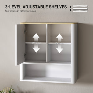 Medicine cabinet with fluted panel, curved with adjustable shelves, white