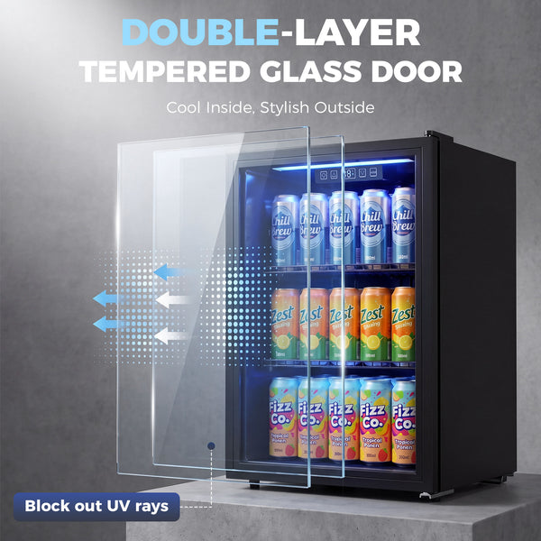 68 L Beverage Refrigerator, 70 Cans, Black