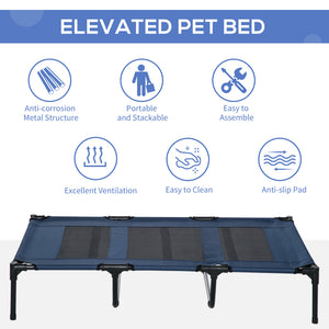 Elevated cot with carry bag, dark blue