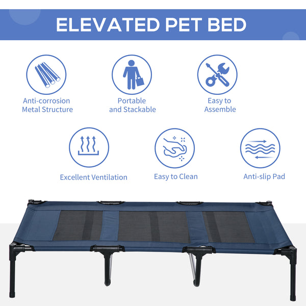 Elevated cot with carry bag, dark blue