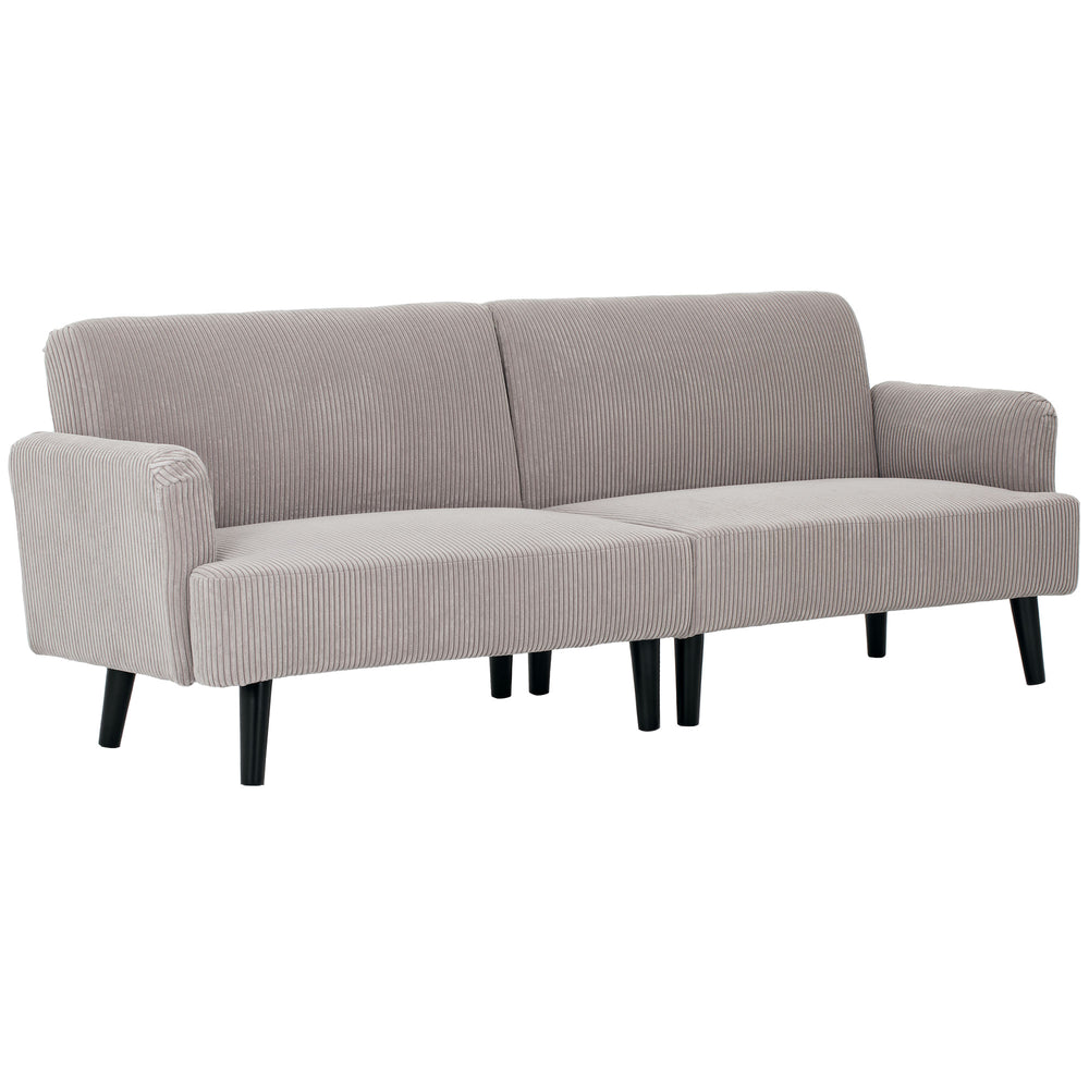 3-seater corduroy sofa with rubberwood legs and extra-wide seat, light grey