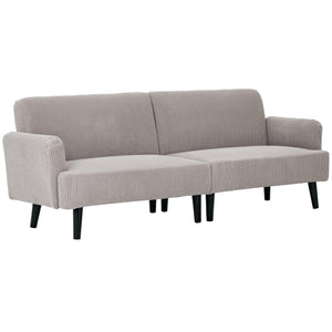 3-seater corduroy sofa with rubberwood legs and extra-wide seat, light grey