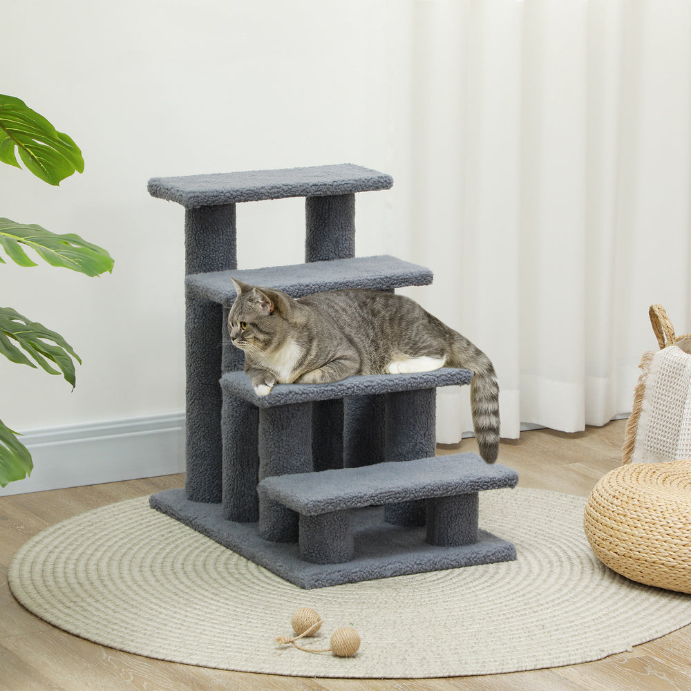 4-step cat scratching post, grey