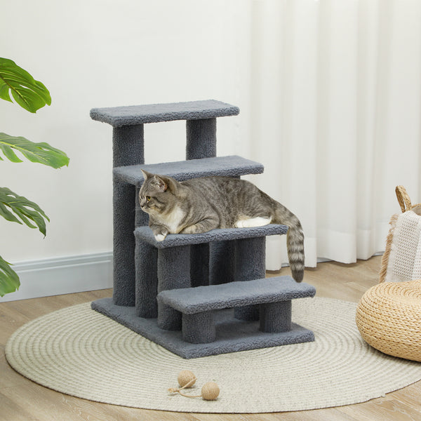 4-step cat scratching post, grey