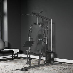 Multifunction weight training station with 45 kg weight stack, for a full body workout