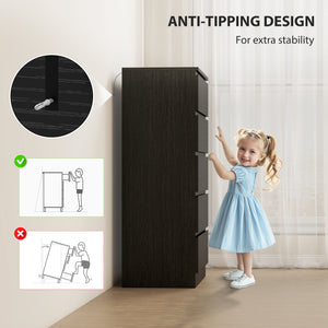 5-drawer dresser for bedroom, black
