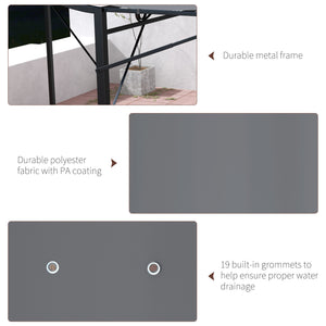 8 x 10 metal pergola with extendable side awning, dark grey