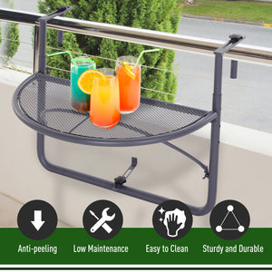 Adjustable metal balcony table, gray