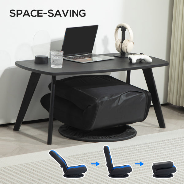 360 Degree Swivel Folding Floor Chair, 6 Position Adjustable, Blue