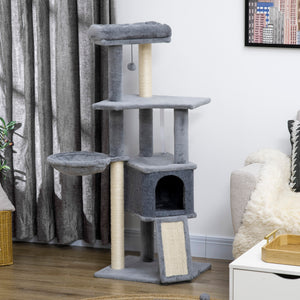 50" Multi-Level Cat Tree with Scratching Posts and Ramp, Grey