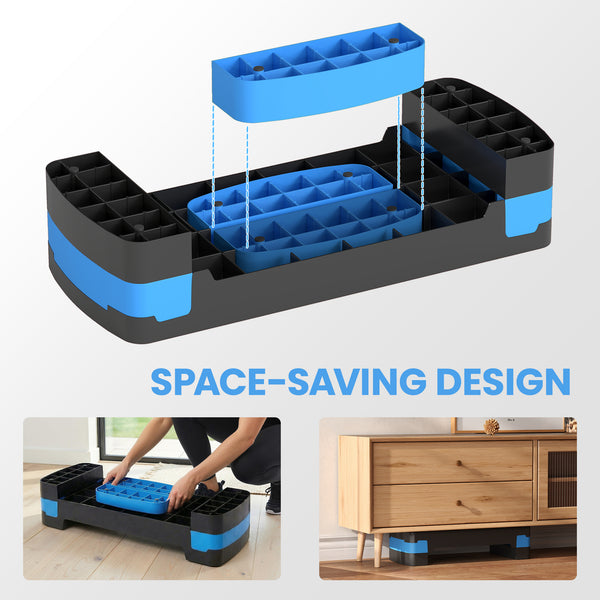 3-level adjustable aerobic step platform with non-slip surface – Blue