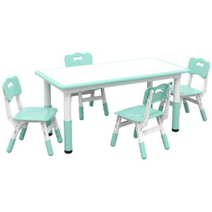 Children's table and 4 chairs set, green