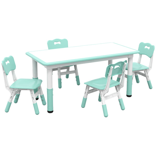 Children's table and 4 chairs set, green