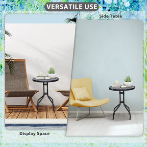 Round patio table with tempered glass top