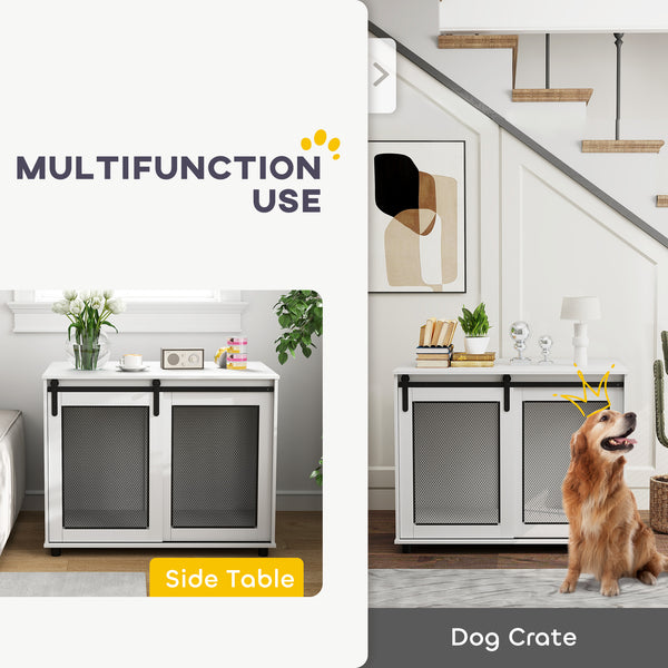 39-inch crate furniture with sliding barn door, white