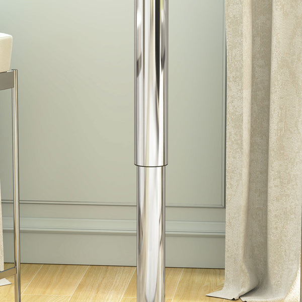 Modern round bar table with a wooden top covered in faux leather, white