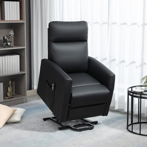 Electric Lift Recliner Chair with Remote Control and Side Pocket, Black
