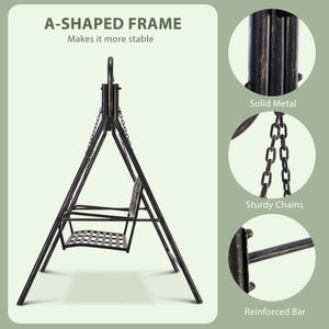 Two-seater swing with metal frame, black