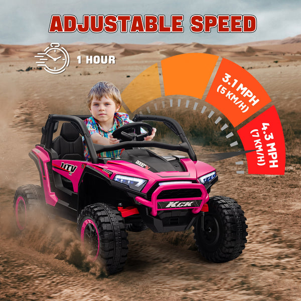 24V 2-seater electric truck with spring suspension, pink