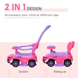 2 in 1 push car for children, pink