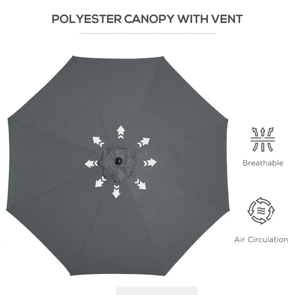 9.7-foot round umbrella with crank and tilt, grey 