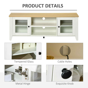 Fireplace TV stand for TVs up to 60 inches, white and oak