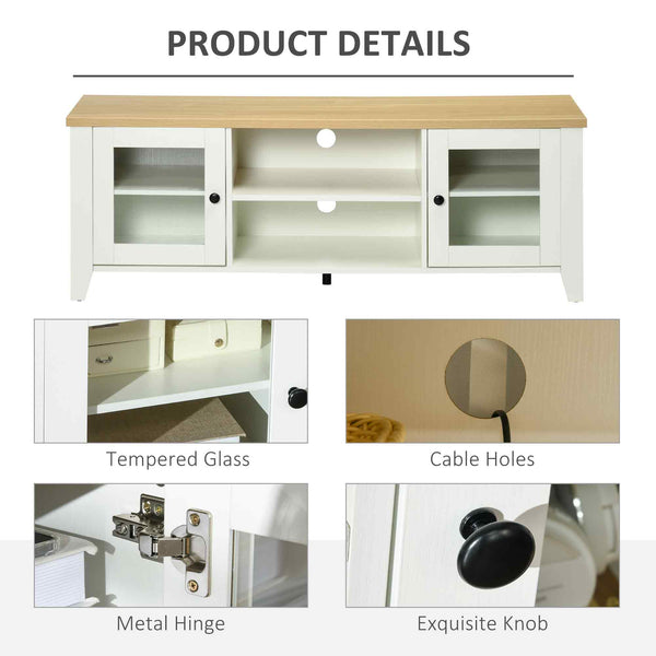 Fireplace TV stand for TVs up to 60 inches, white and oak