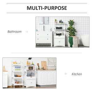 Bathroom cabinet with shelves, drawer and doors, for living room, white