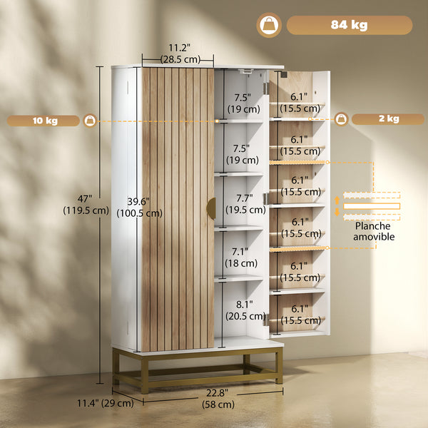Kitchen storage unit with 12 door shelves and adjustable shelves, white