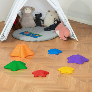 Set of 6 large children's balancing stones with non-slip bottom