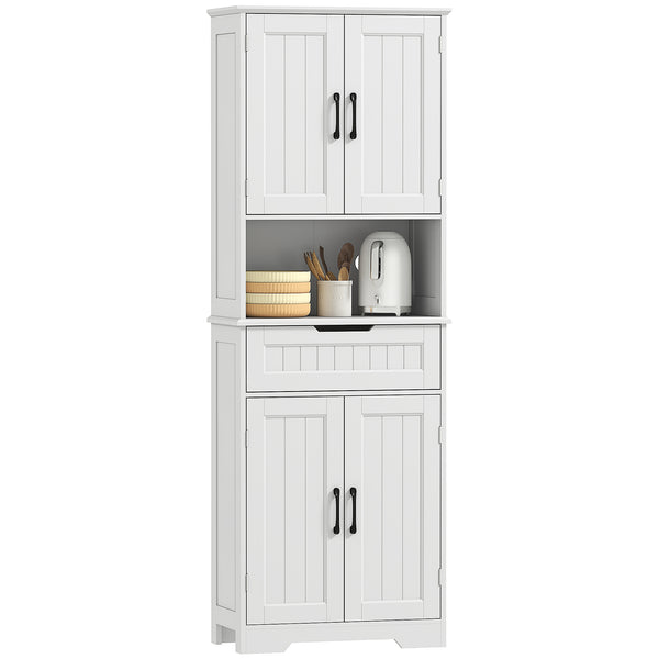 Kitchen sideboard with small open counter, 4 doors, drawer, white