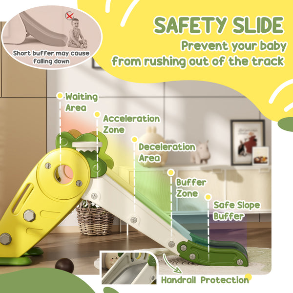 3-in-1 Toddler Foldable Slide with Basketball Hoop Yellow