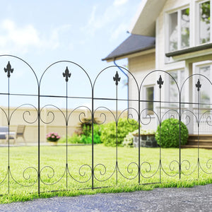 Set of 8 metal garden fence panels