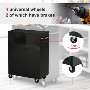 Mobile steel tool chest with 5 lockable drawers and casters – Black and red