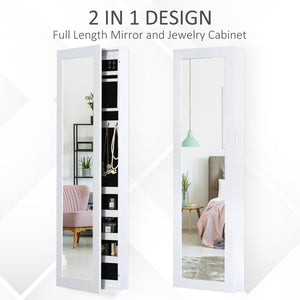 Jewelry armoire with full-length mirror, white